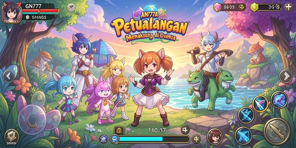 Tampilan gameplay seru dari GN777 dengan karakter anime yang menarik.