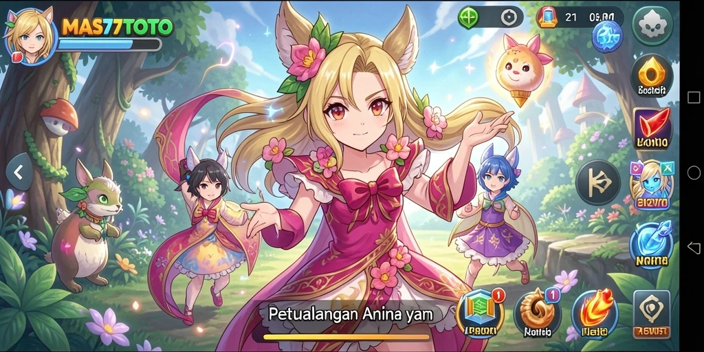 Tampilan gameplay menarik dari MAS77TOTO dengan karakter Anime yang menawan.