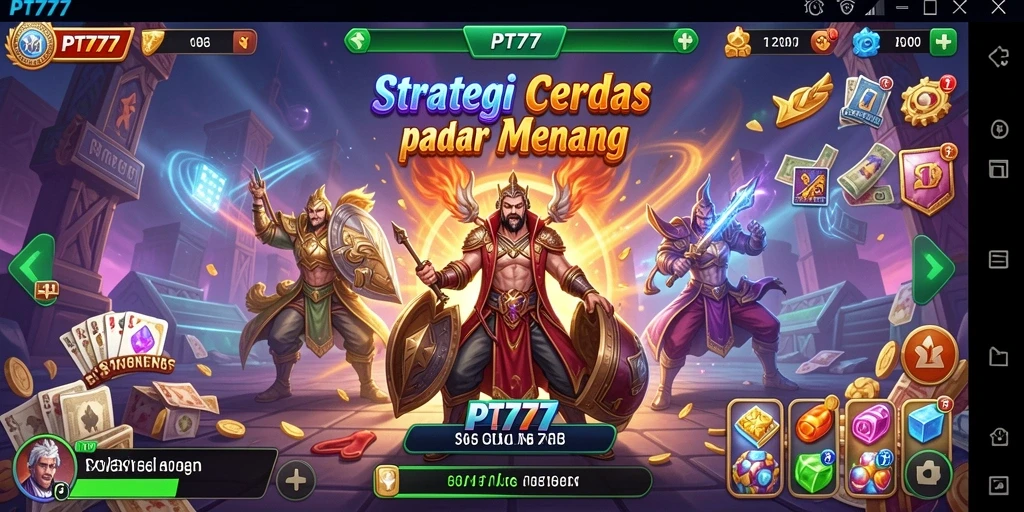 Tangkapan layar gameplay PT777 menunjukkan pertempuran strategi yang intens.