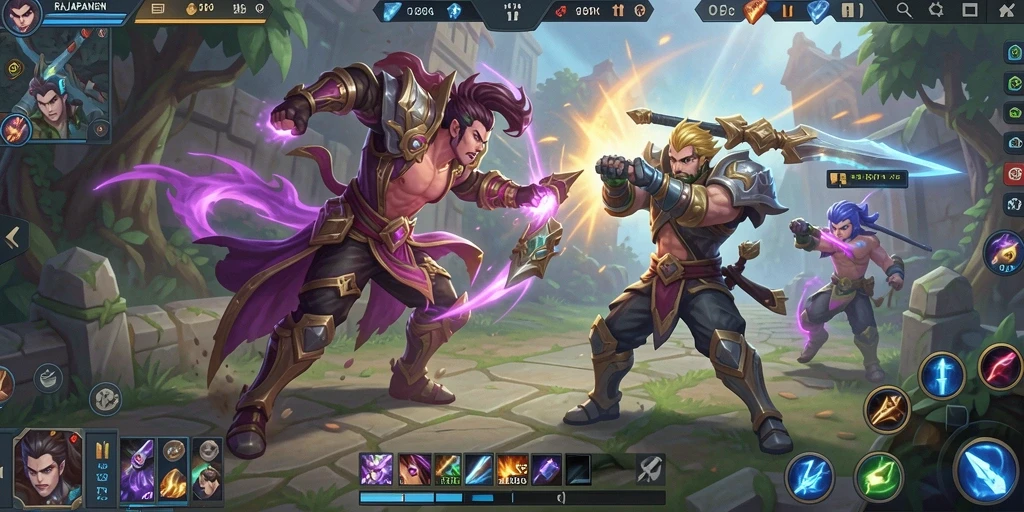 Gameplay seru dari RAJAPANEN menampilkan pertarungan epik.