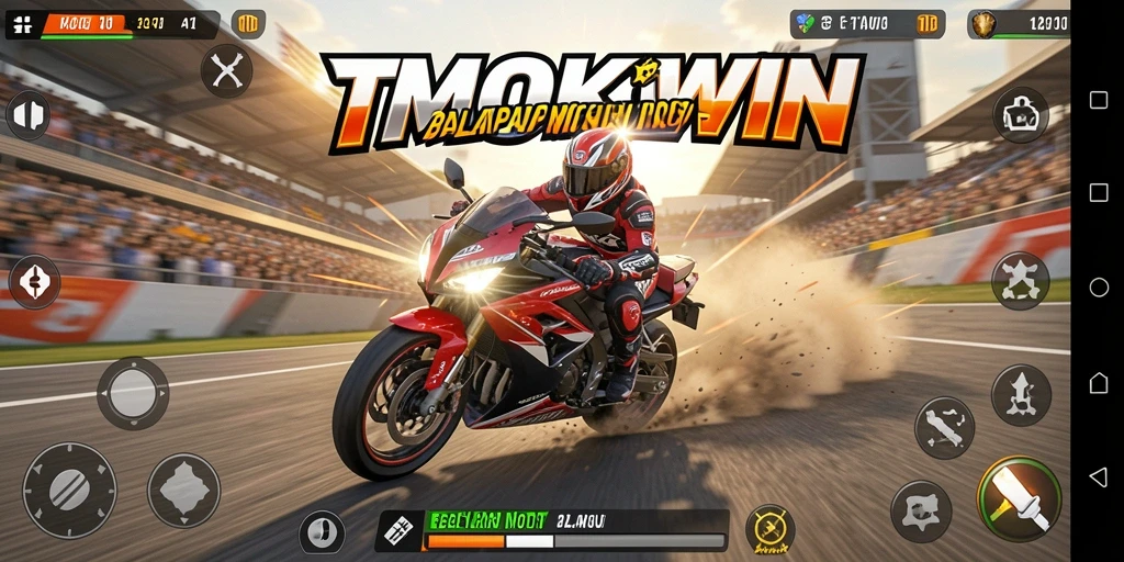 Tampilan gameplay seru dari balapan motor di TMOKWIN.