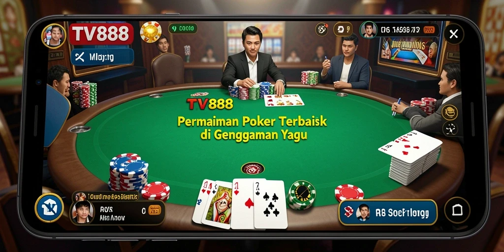 Screenshot utama TV888 menampilkan gameplay Poker yang mendebarkan.
